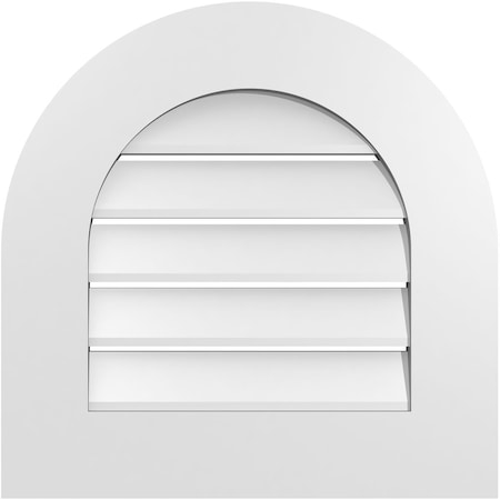 Ekena Millwork Round Top Surface Mount PVC Gable Vent: Functional, w/ 3-1/2"W x 1"P Standard Frame, 20"W x 20"H GVPRT20X2001SF